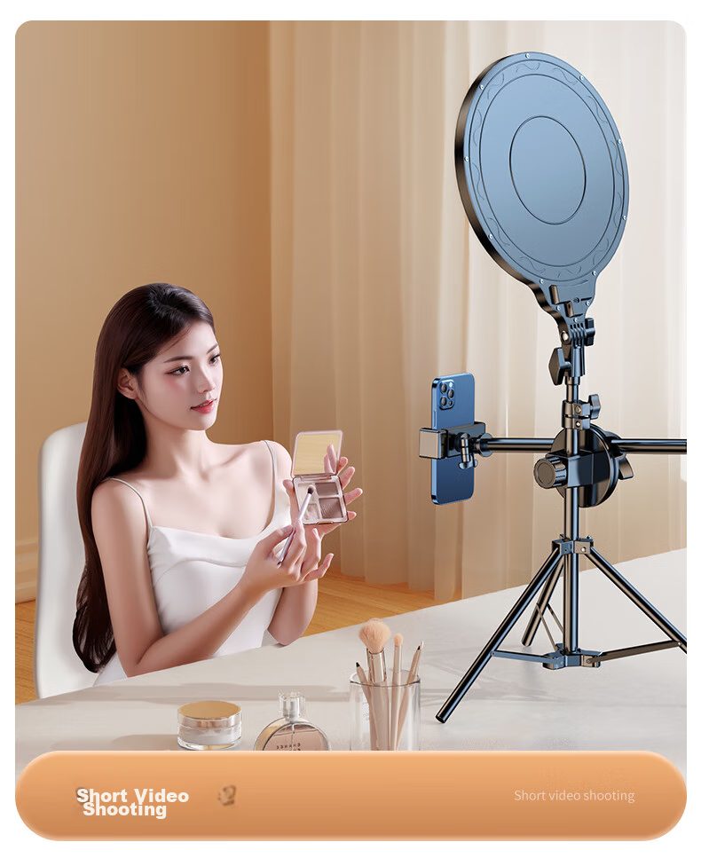 Shuotu Live Streaming Fill Light, Photography Light, Shooting Light, LED Full-Screen Light, Mobile Phone Live Streaming Stand, Floor-Standing Portable Overhead Shooting Studio, Professional Live Streaming Room Equipment Complete Set Light Frame 14