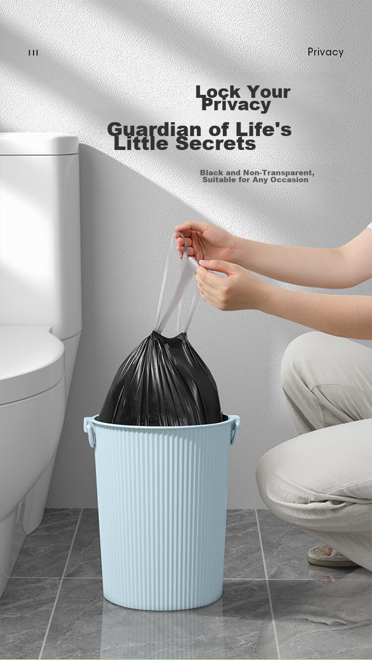 MARYYA Biodegradable Drawstring Garbage Bags, Black, 45*50cm, 100 Count, Thickened 1.2 Microns, Tear-Free, for Home And Kitchen Use 11