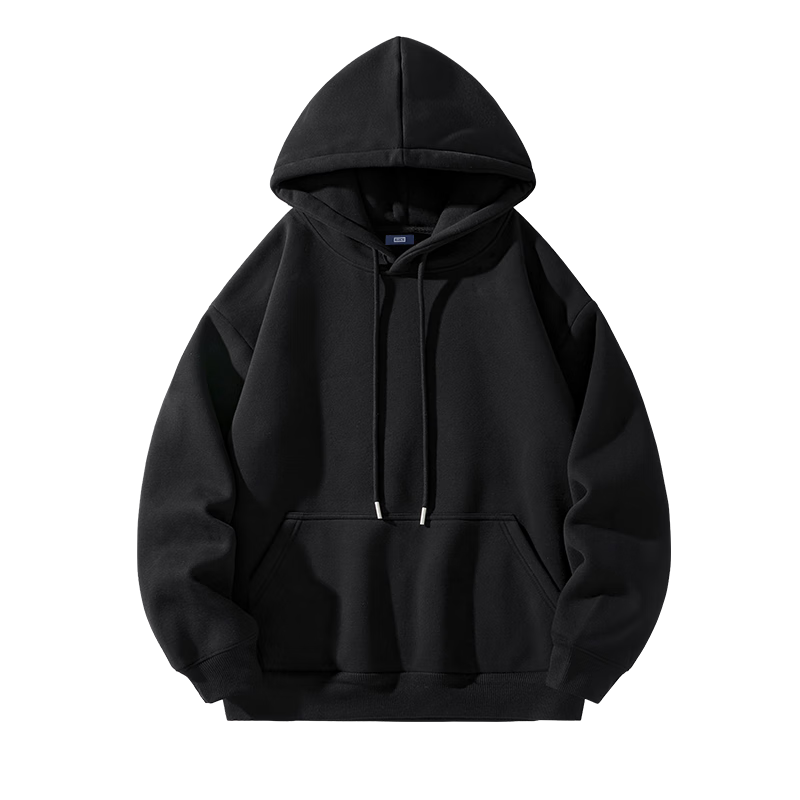 Mianzhi Men's Hoodie, Hong Kong Style Trendy Simple Hooded Jacket, Loose Versatile Fleece-Lined Solid Color Base Layer