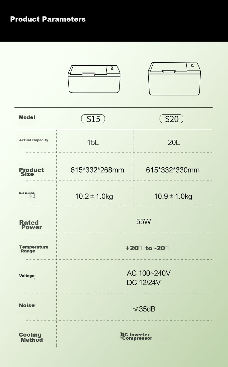 Yingdeer Car Refrigerator Compressor, 20L Low Noise (≤35 Decibels), Pure Vehicle Use, 12V/24V/220V - S20 Gray 9