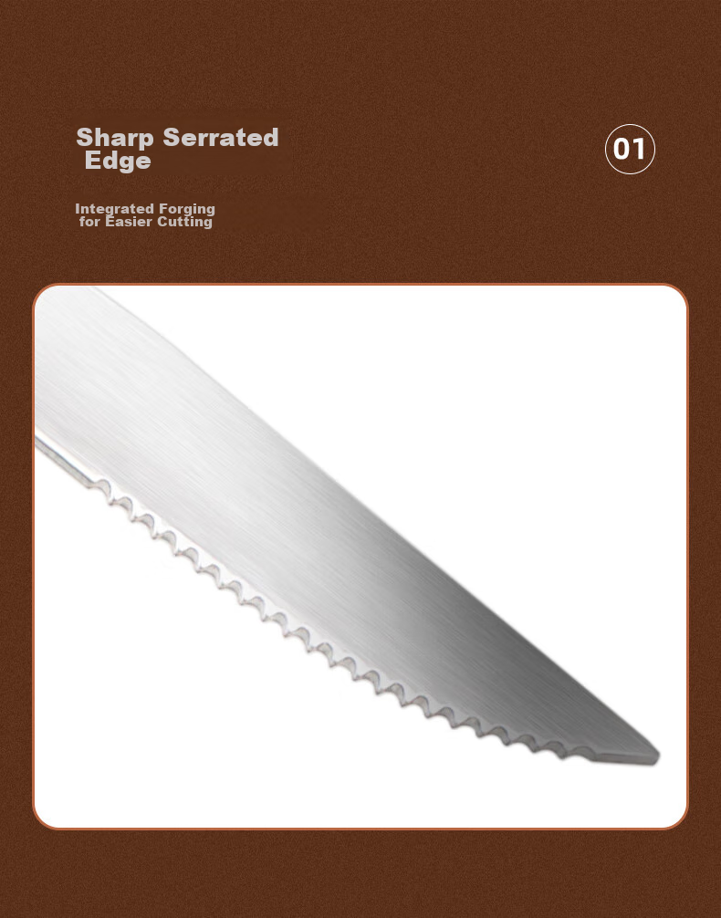 CRISTALGLASS 304 Stainless Steel Steak Knife And Fork Set, Rosewood Handle Thickened Cutlery Set for Western Cuisine 7