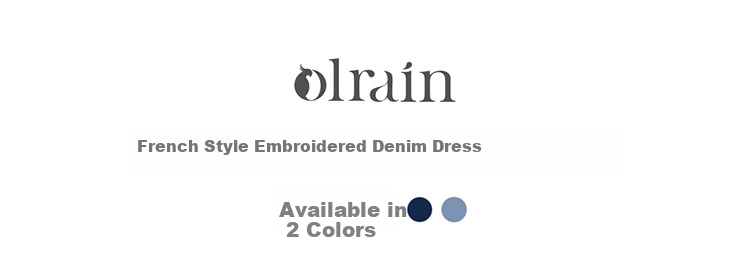 Olrain Short-Sleeve Denim Dress, Summer Women's Wear, Waist-Cinching Slimming Thin Commuter Dress, Light Blue, L 1