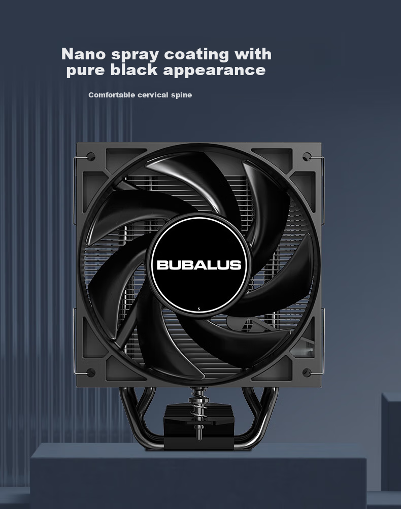 BUBALUS Black Armor IV Intelligent Temperature Display CPU Cooler (4 Heat Pipes Air Cooling/Counter-Gravity Copper Tubes/Digital Display/PWM Temperature Control Fan/Supports AMD/1700/Multi-Platform) 2
