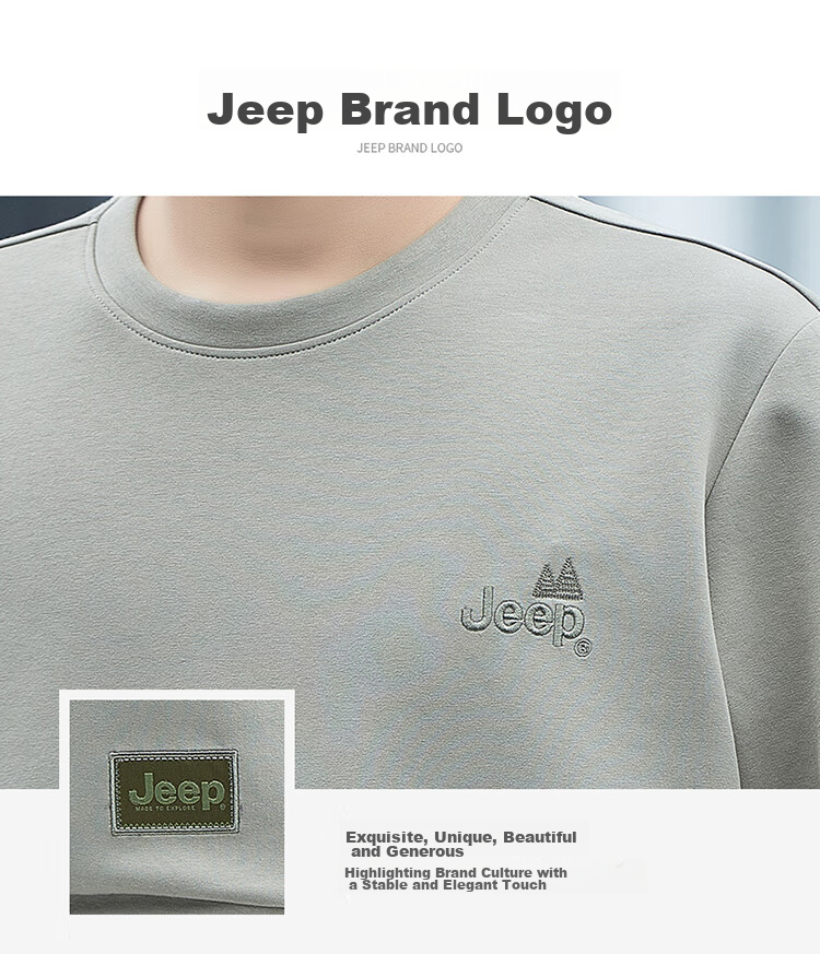 JEEP Sweatshirt for Men, Spring And Autumn Round Neck Long Sleeve T-Shirt, Loose Casual Clothing for Men, Black, XL 4