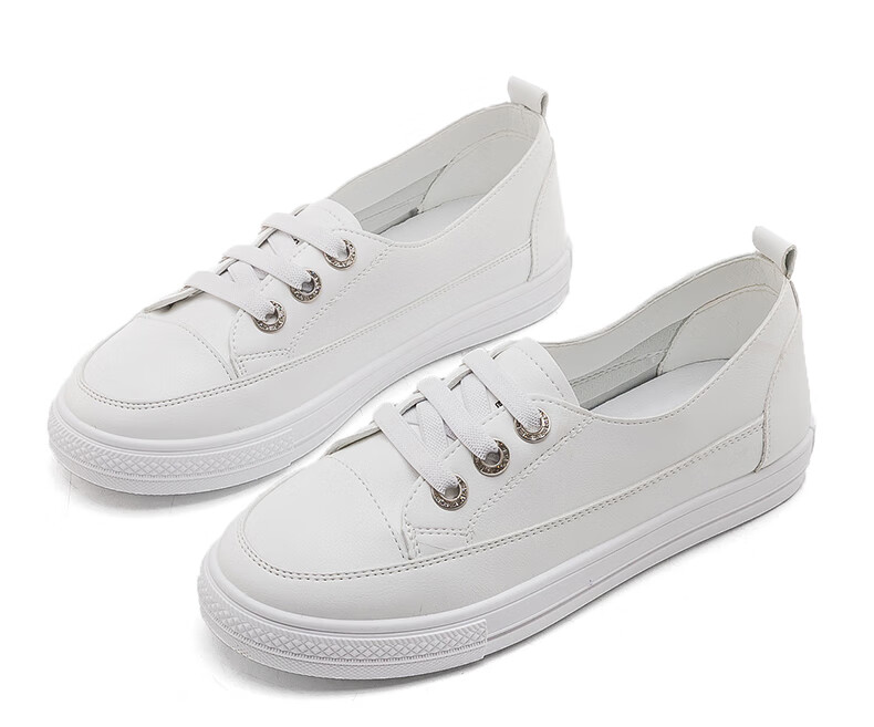 Huili Women's Shoes Spring And Summer White Sneakers Versatile Casual Flat Shoes Slip-On Breathable Soft-Soled Shoes White Size 36 14