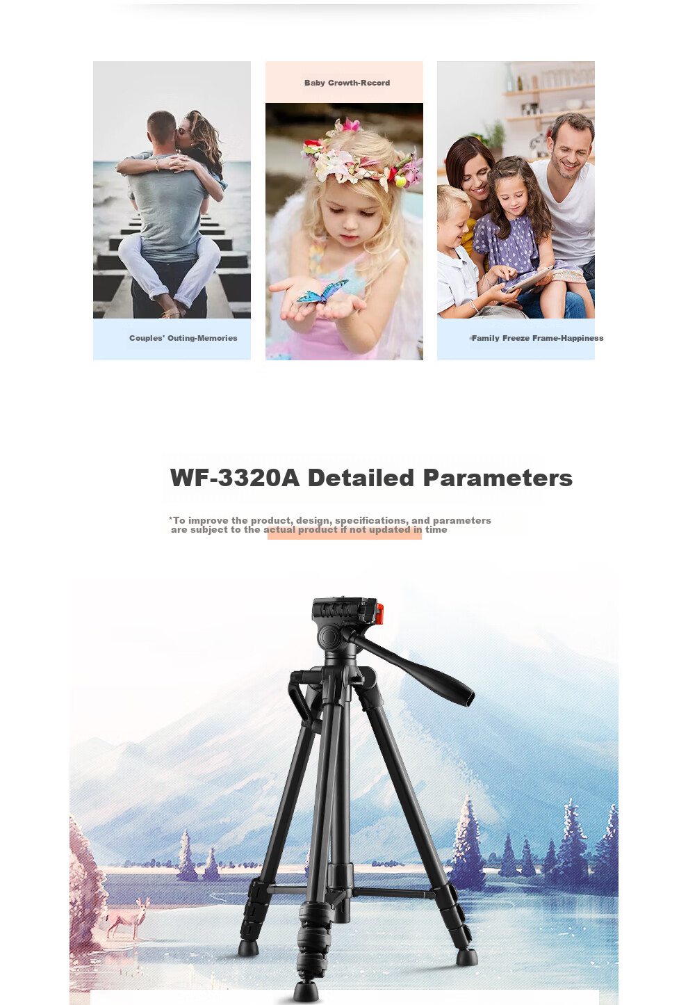 Weifeng WF-3320A Portable Tripod, Mirrorless And DSLR Camera Tripod, Camera And Smartphone Photography Outdoor Live Streaming Night Fishing Light Projector Floor Stand 2