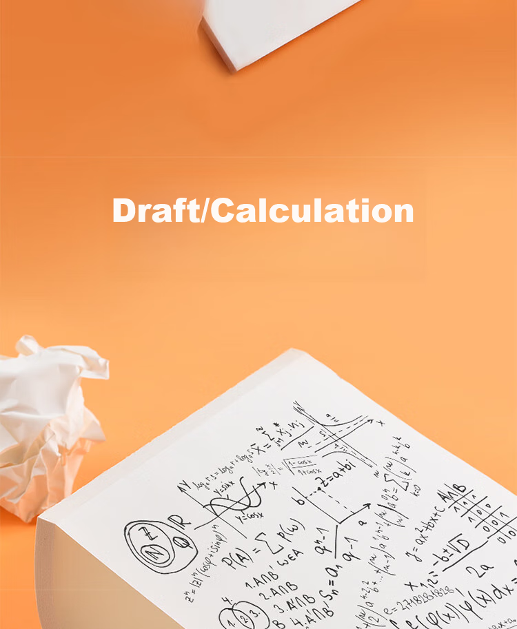 Yuhe B5 Draft Paper, Blank Pages for Mathematics Scratch Pad, College Entrance Exam And Graduate School Entrance Exam Review Notebook, Journal, Student Learning Tool, 200 Sheets, Pack of 5, 5166 8