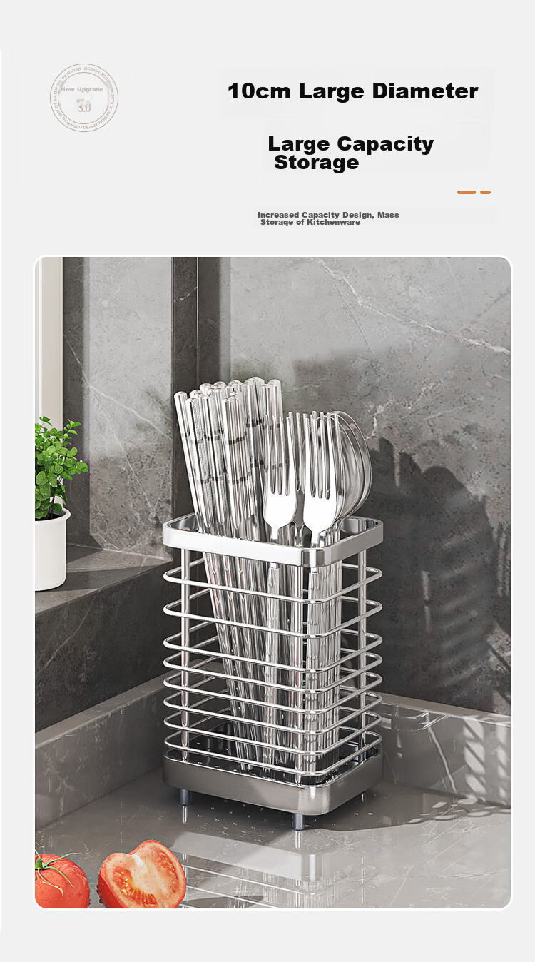 MAXCOOK Chopstick Holder, 304 Stainless Steel Utensil Organizer with Chopsticks And Spoon Storage, Anti-Mold Draining Rack, MCZW9745 5