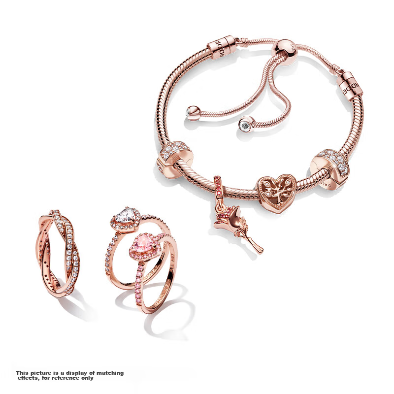 Pandora Constantine Interlocking Rings Rose Gold Solid Gold Couple Stackable Birthday Gift for Girlfriend