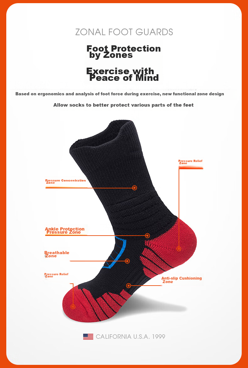 TFO Competition-Grade Outdoor Socks, Durable Breathable Hiking And Mountaineering Socks Sports Socks 2202459 Men's Black And Red L 4