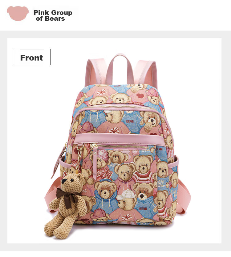 Xiaoxiongyilian Canvas Backpack for Students, Short-Trip Travel Bag with Large Capacity Compartments, Lightweight Women's Backpack, Valentine's Day Gift 18