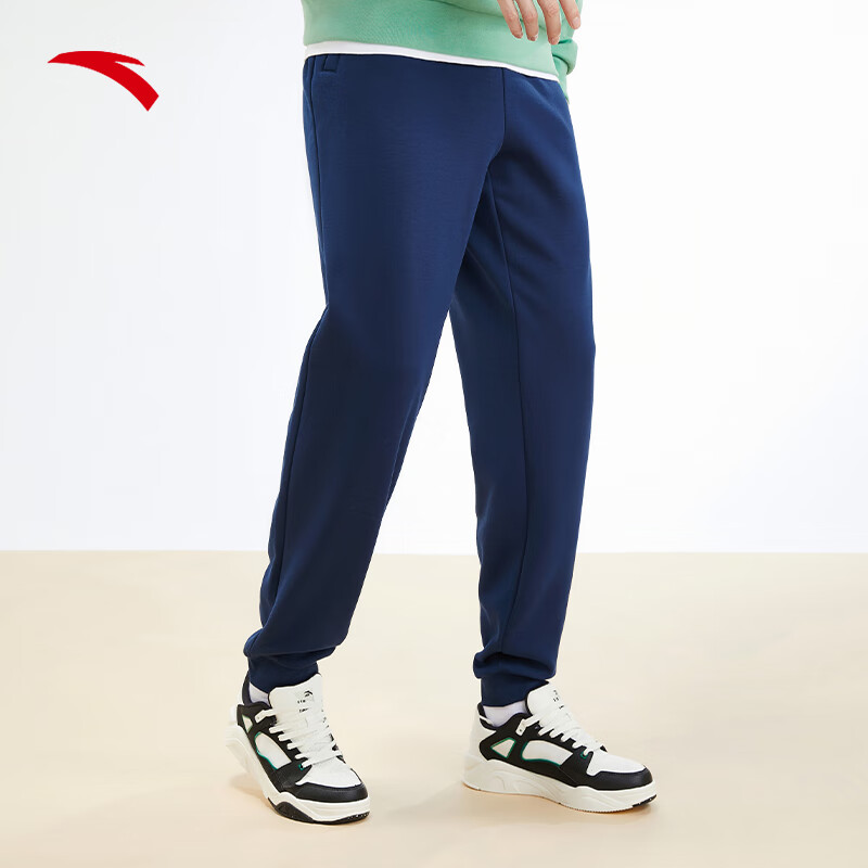 Anta Fleece-Lined Men's Straight-Leg Sweatpants Knitted Outdoor Running Warm Casual Pants for Men 39