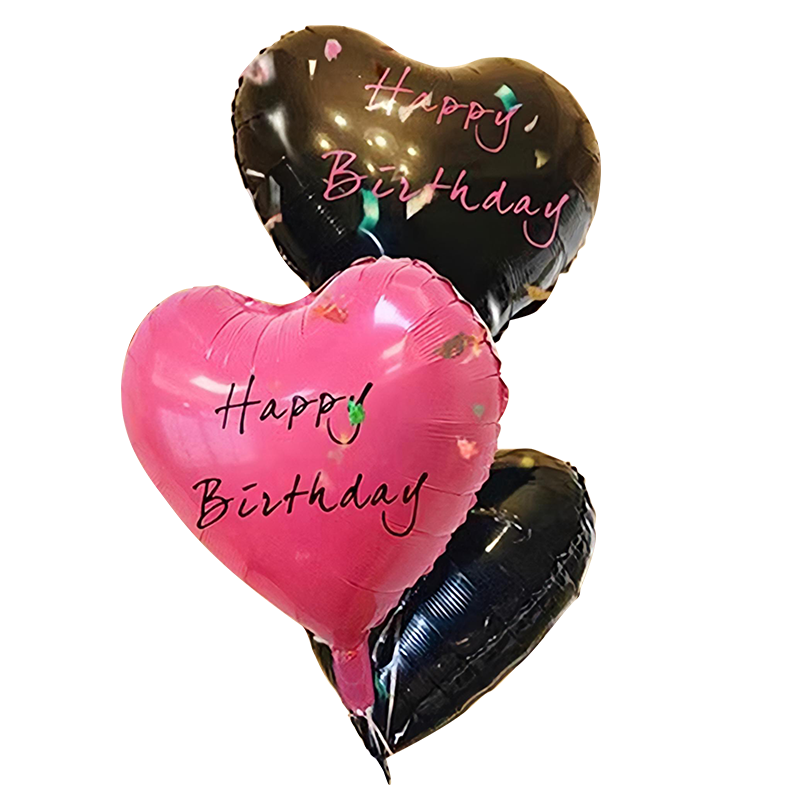 Duomeiyi Birthday Scene Decoration, Girl's Balloon Decorations, Valentine's Day Scene Setup, Aluminum Foil Dressing, Heart-Shaped Rose Black