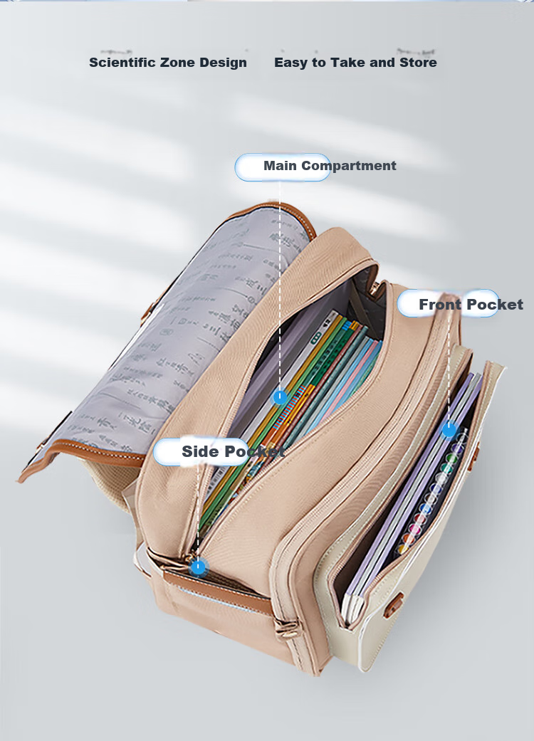 9UM Schoolbag for Primary School Students Grades 1-4 Boys And Girls with Safety Air Cushion, Spine Protection, Cambridge Style U2180 Oatmeal Gray 11