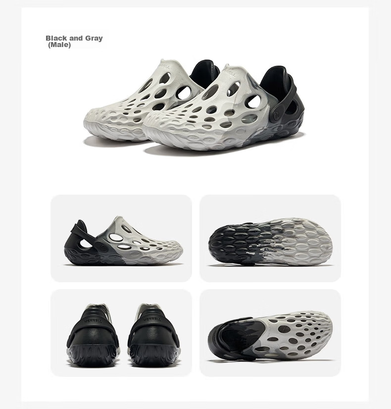 Merrell HYDRO MOC Outdoor Breathable Lightweight Slip-On Water Shoes for Men, Black Gray, Size 45 28