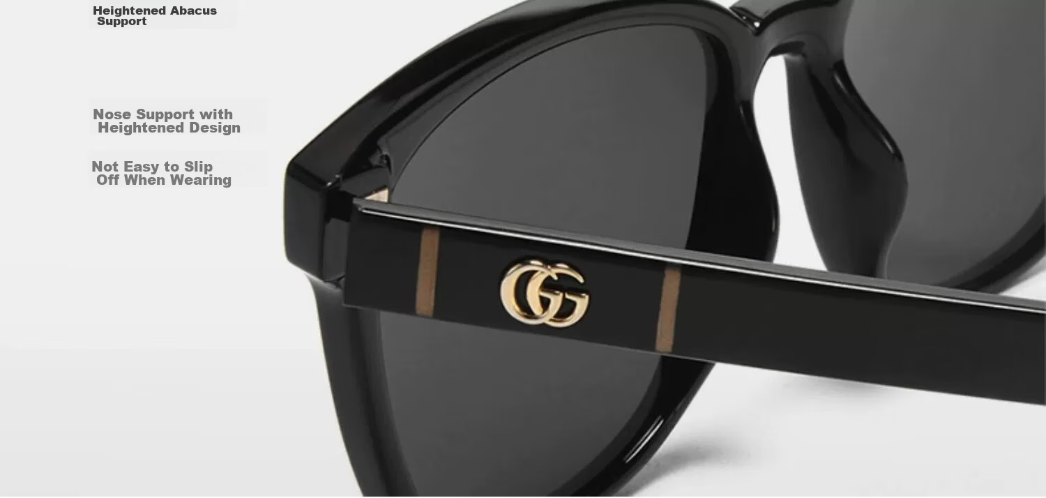 GUCCI Simple Versatile Square Frame Sunglasses, Sun Protection Glasses for Men And Women, Gift GG0637SK-001 4
