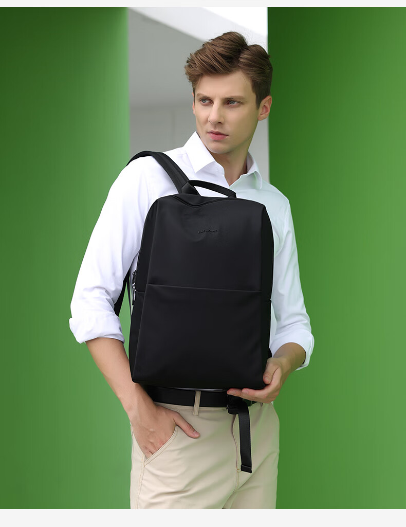 ELLE HOMME Men's Backpack, Fashionable Large Capacity Backpack, 14-Inch Laptop Bag, Lightweight Nylon Fabric, 08760 Black 3