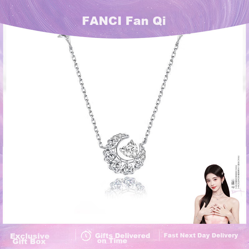 Fanci Dream Moon Necklace for Women, Silver Moon Collarbone Chain, Luxurious High-End Birthday Gift for Girls