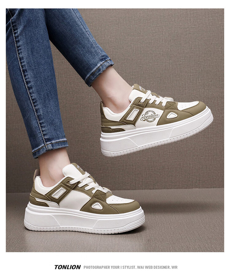TonLion Women's Shoes, Autumn Season Footwear, Thick-Soled Sneakers for Women, Casual Dad Shoes, Women's Sports White Sneakers, White And Black, Size 37 13