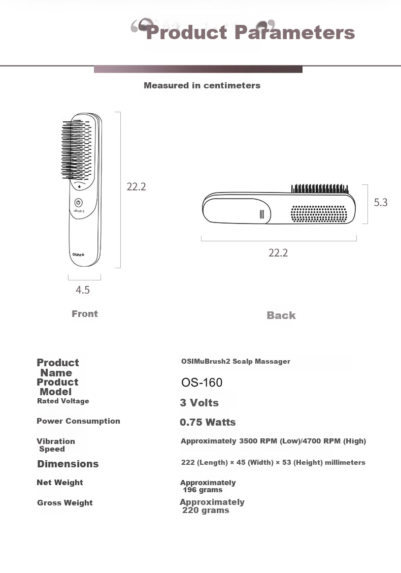 OSIM Head Massager Comb, Electric Scalp Massage Brush, OS-160 Purple, Practical Birthday Gift for Elders 8