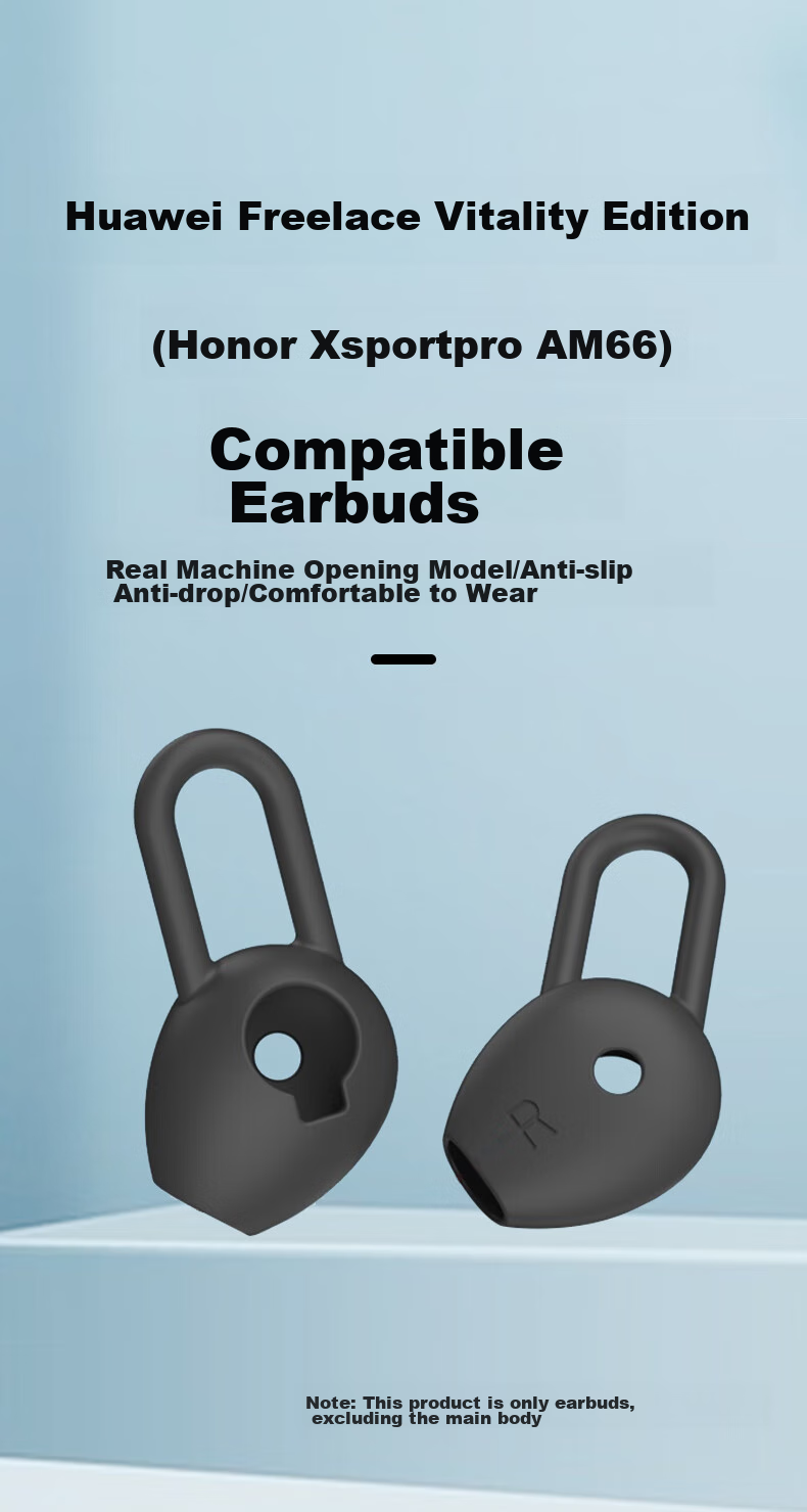 Masentek ES23 Earphone Tips, Compatible with Huawei Freelace Active Edition, Honor X Sport PRO, AM66 Bluetooth Earphones, HUAWEI Silicone Tips Accessories, Black Small 1