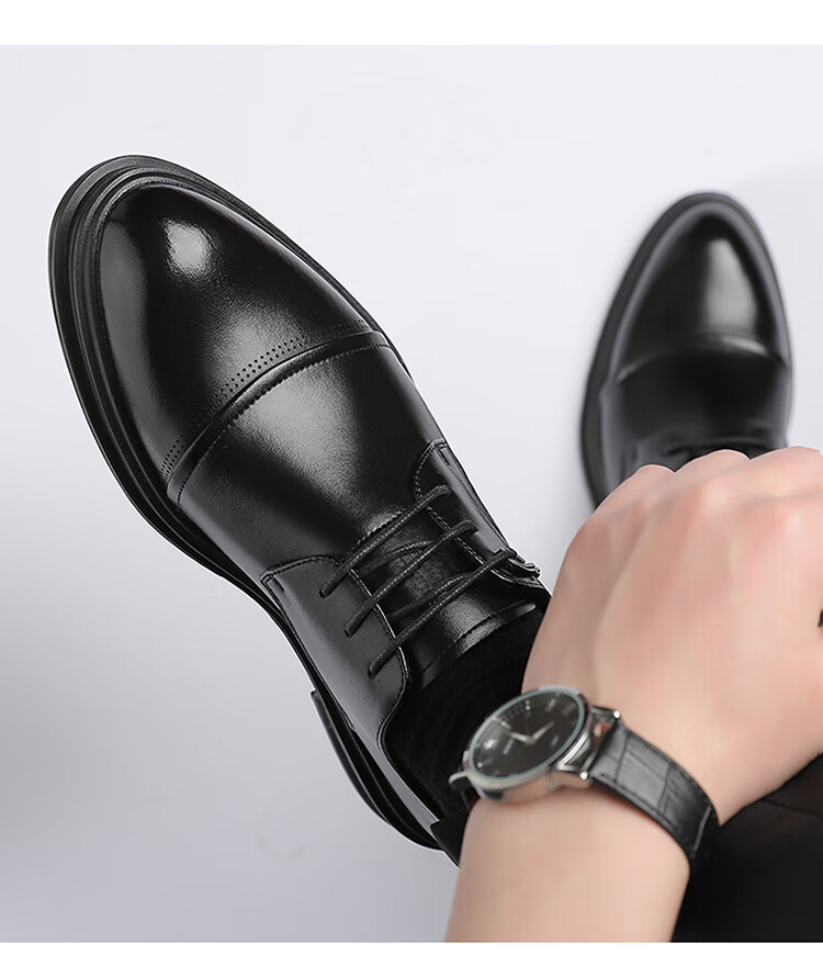 CARTELO Men's Leather Shoes Business 2026 New Formal Genuine Leather Casual Height Increasing Wedding Oxford Shoes Breathable Soft Sole British Style 10