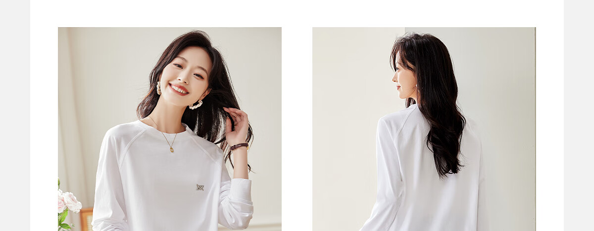 PinCai Long-Sleeve T-Shirt for Women, Classic Loose-Fit Base Layer, Stylish Niche Top for Inner Wear P12KE1855 6