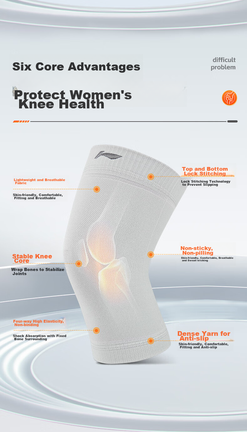 Li-Ning Knee Brace for Sports, Running, Warmth, Women's Cold Legs, Meniscus Injury, Specialized Knee Support for Basketball, Badminton, Patella Protection, Hiking 5