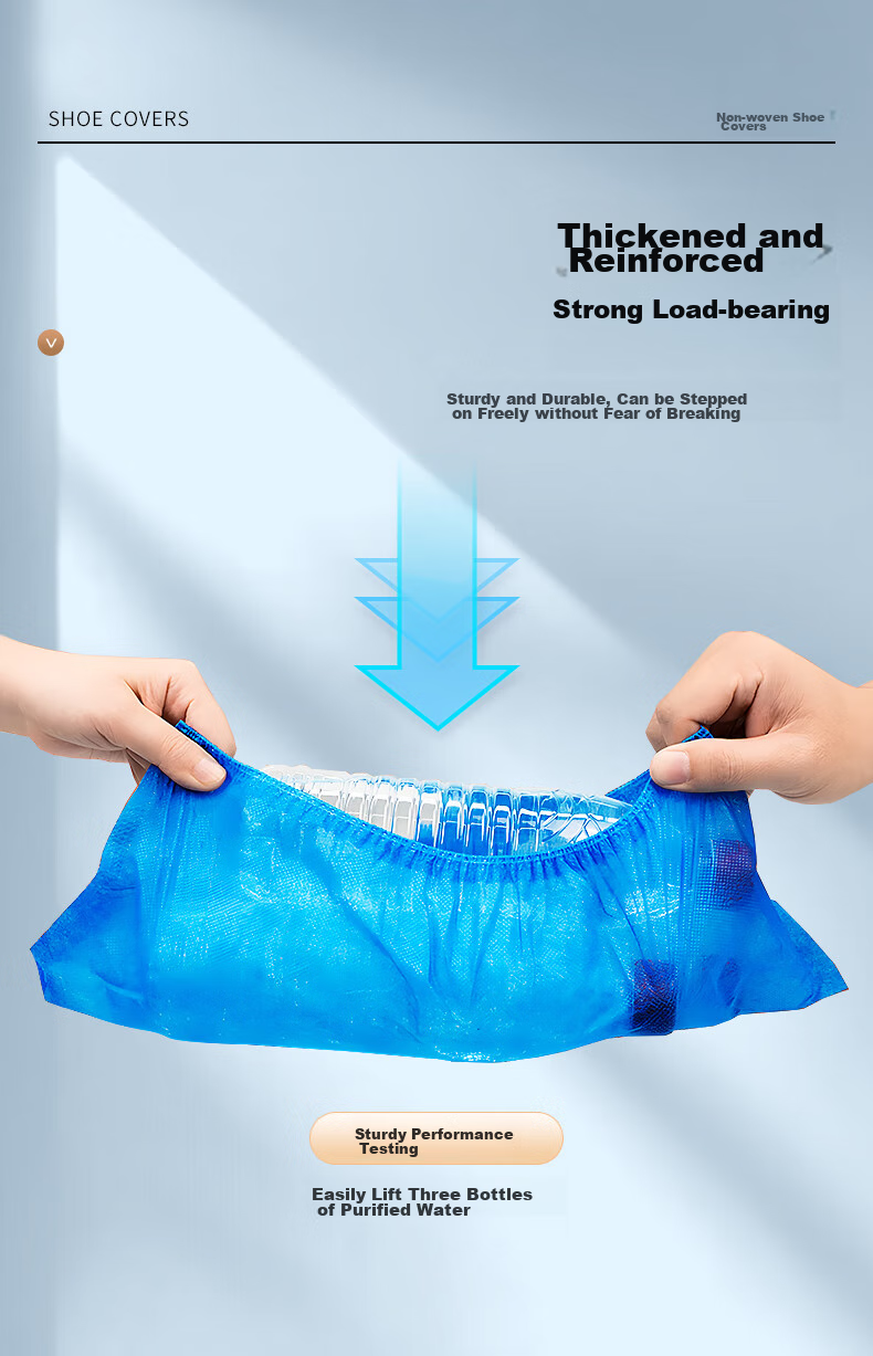Baicaoyuan Disposable Shoe Covers, Thickened Non-Woven Fabric, 100 Pieces, Sample Room Computer Room Dust-Proof Breathable Shoe Covers, Home Use One Size Fits All, Blue 10