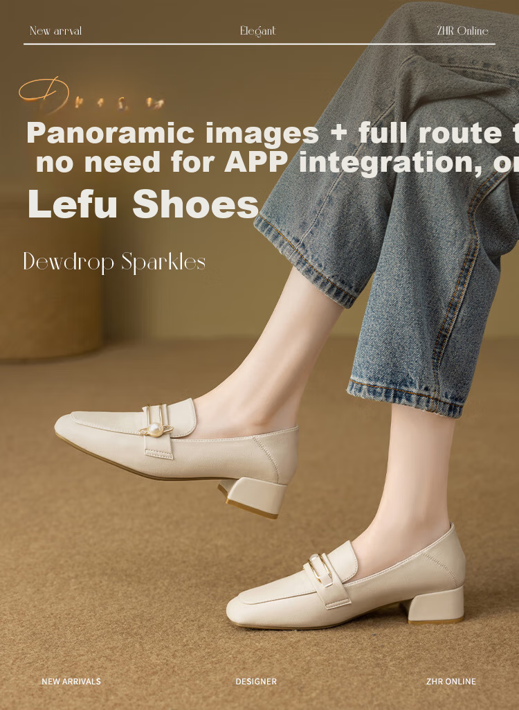 ZHR High Heels for Women, 2026 New Style Women's Shoes, Pearl Buckle Loafers, Women's Commuter Leather Shoes, Two-Way Wear K170 Beige 36 1