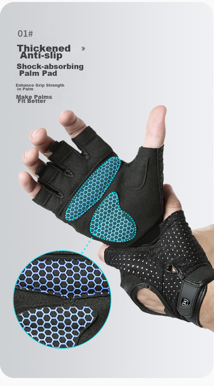 LAC Fitness Gloves for Women, Non-Slip Half-Finger Sports Gloves for Men, Durable Half-Finger Wrist Guards for Gym Equipment Training, Black Breathable Size S 5