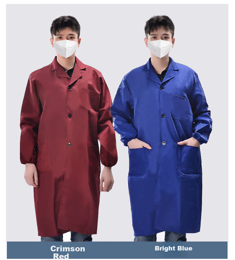 Leyoubaiyi Lab Coat, Navy Blue Medium Size, Durable And Dirt-Resistant Long-Sleeve Coat for Men And Women, Dustproof Workwear for Factory Workshop, Moving Goods, And Laboratory Protective Clothing 14