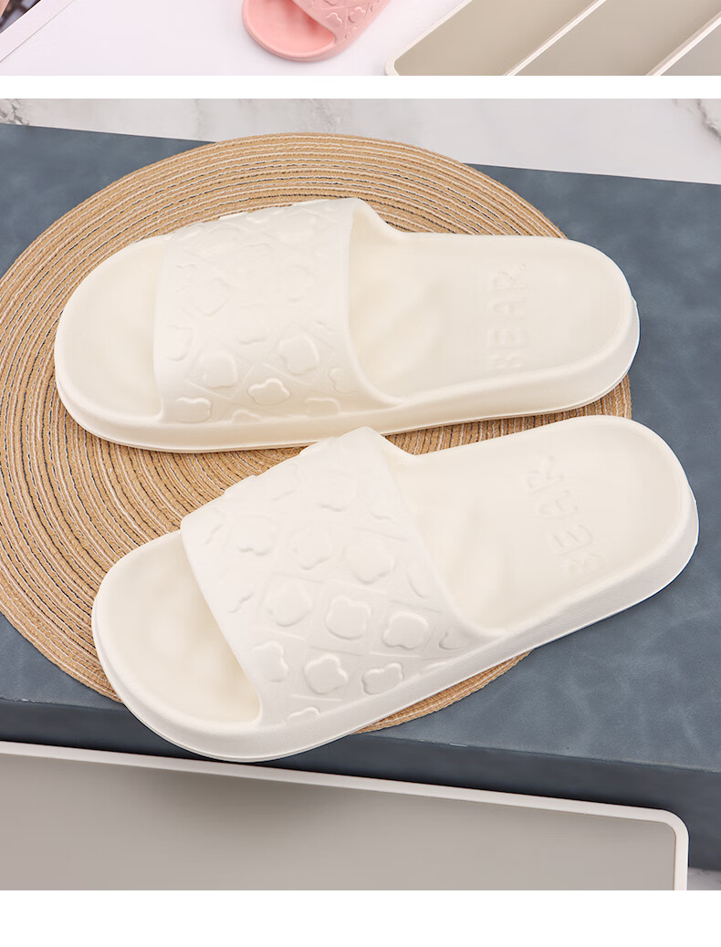 IQGD Slippers Sandals for Women, Floor Slippers with Soft Soles, Non-Slip Bathroom Home Slippers for Couples, 2456 White, Size 38-39 11