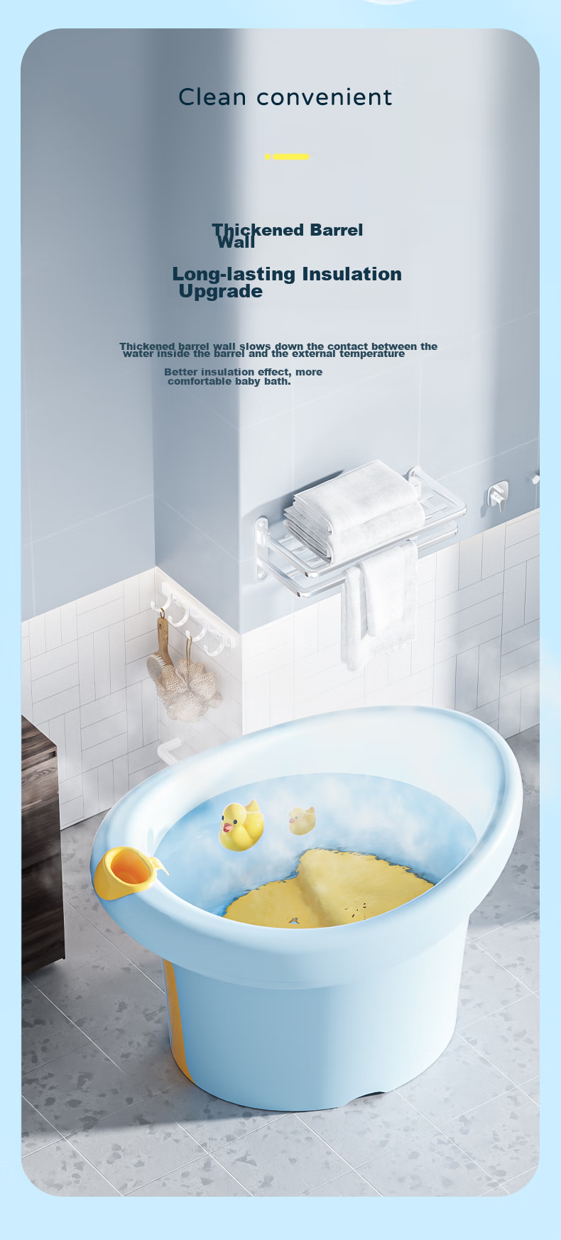 Babyhood Little Crocodile Bathtub, Foldable Children's Bath Tub, Infant Bathtub for Ages 0-10, Baby 329 Luoke Yellow 4