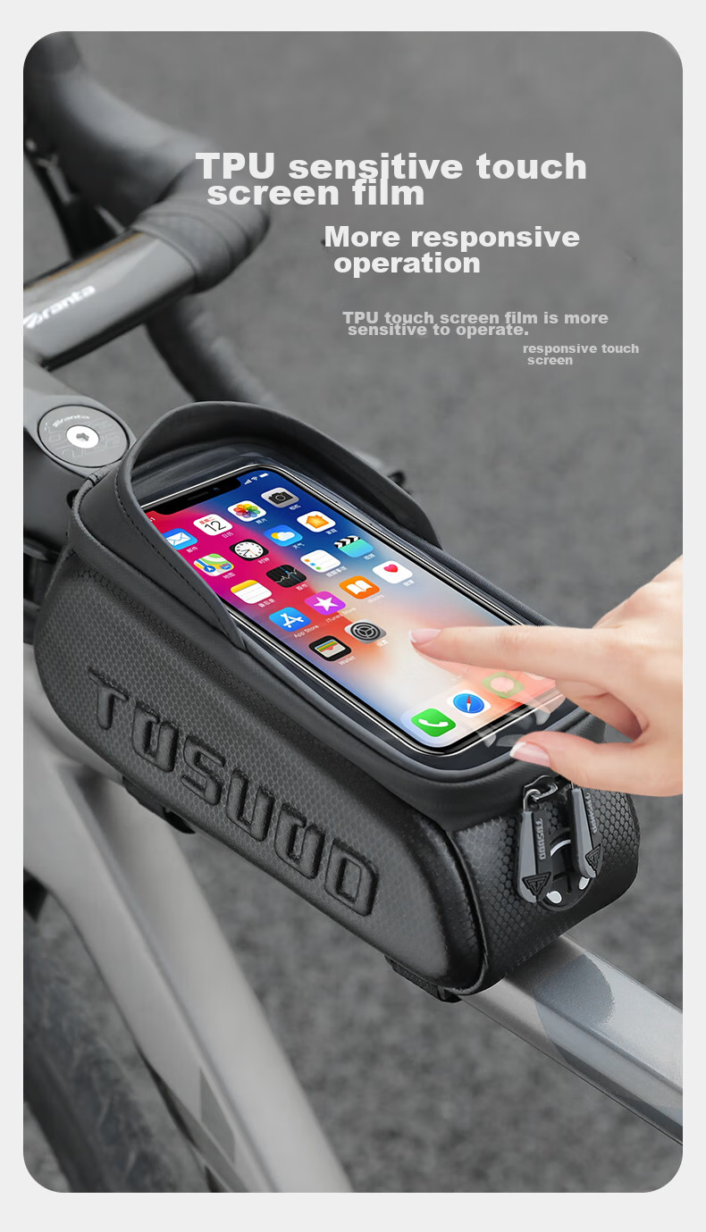 TOSUOD Bicycle Front Frame Bag Phone Tool Storage Bag Mountain Road Bike Top Tube Bag Cycling Gear 2.0L 4