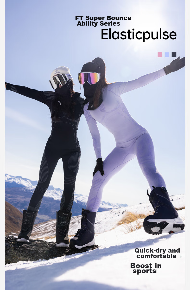 Flow Theory Ski Quick-Dry Clothing Set, Outdoor Snow Protection Thermal Underwear, Hiking Sports Style Autumn Top And Pants, Black Gold, M 2