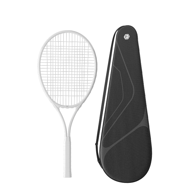 JD Original White Beginner Tennis Racket for Men And Women, Shock-Absorbing Large Face, College Student Entry-Level Single Racket with Pre-Strung Strings