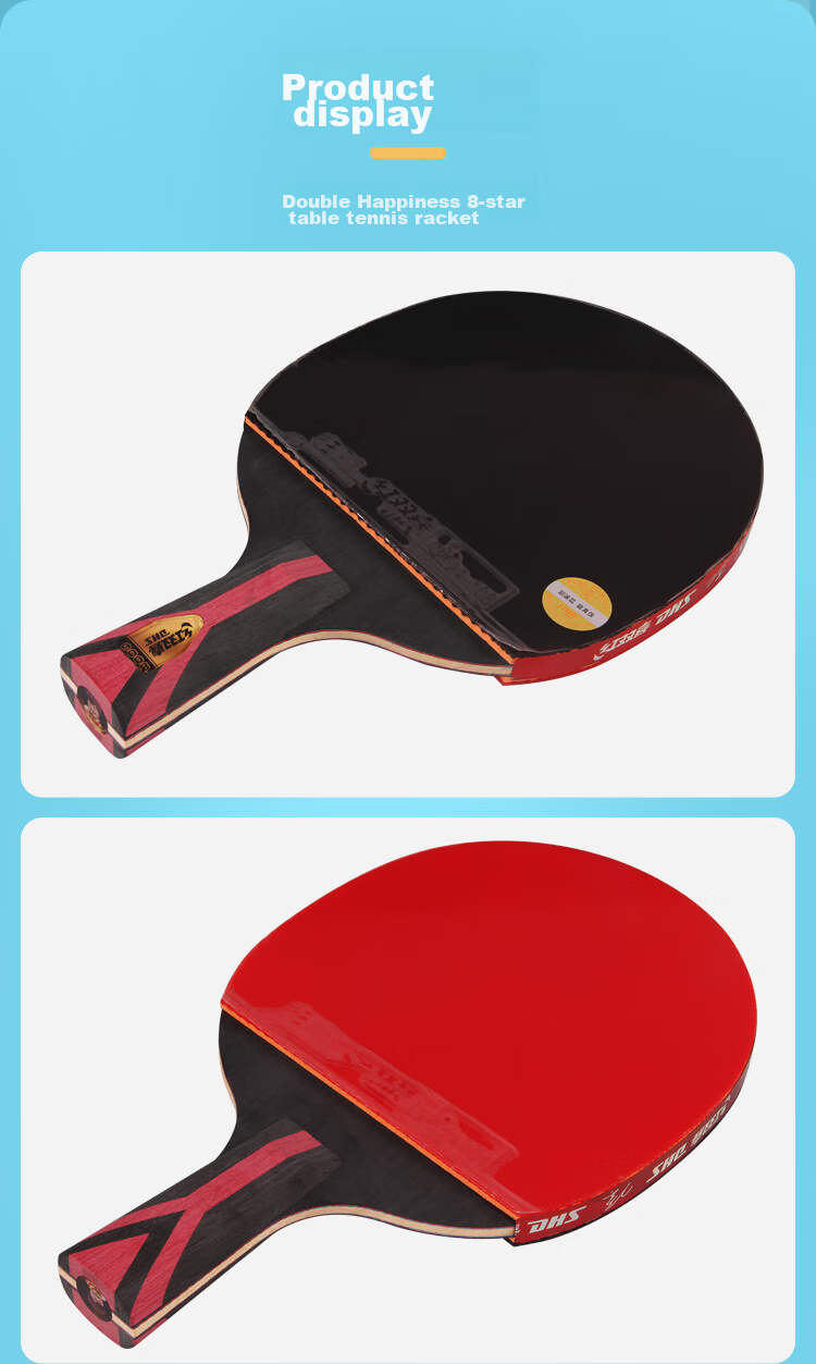DHS Kuangbiao Eight-Star Table Tennis Paddle, Straight Handle, Competition-Grade Finished Product, Fangtan H8006, Ball Included 8