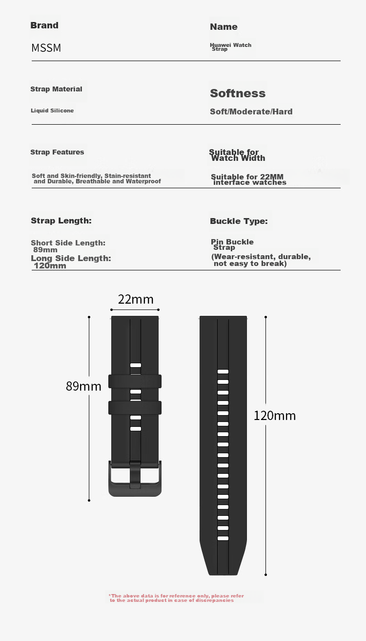 MSSM Compatible Huawei Watch Band for Watch5/4/GT6/GT6pro/5/4pro/3/buds/Honor Skin-Friendly Silicone Watch Strap [Space Gray] 46/48mm Dial 4