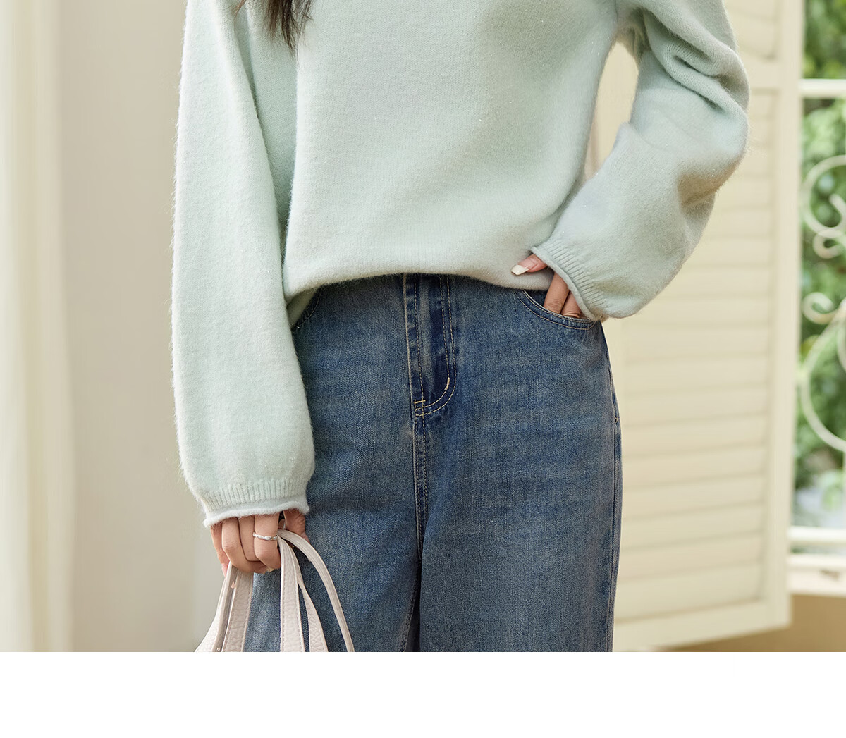 She Enjoy Knitwear Women's Solid Color Rolled Edge Raglan Sleeve Sweater Loose Fit Lantern Sleeve Round Neck Knit Top T51Z018 13