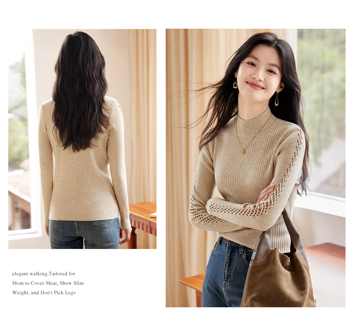 She Enjoy Women's Knitwear Half-Zip Reversible Casual Pullover Sweater T53Z053 27