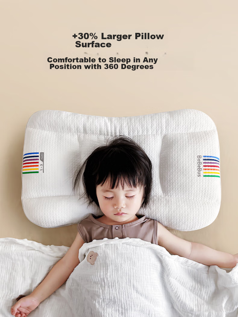 Bebebus Children's Pillow for Ages 1-3, Baby Pillow with Separate Sections for Neck And Spine Protection, Breathable And Washable, Kindergarten Pillow 12
