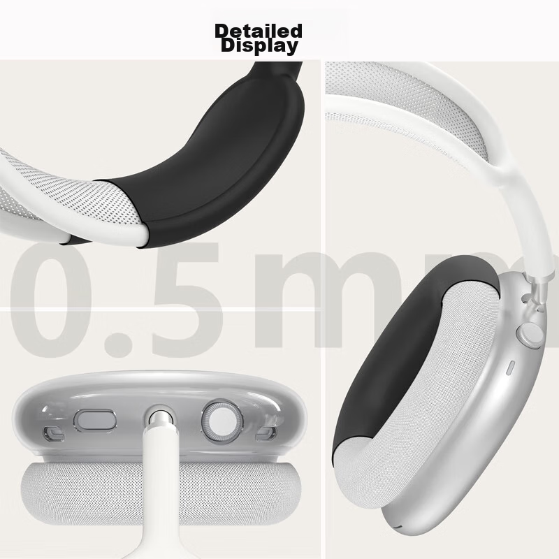 Qiye Protective Case, Silicone Cover, Transparent Shell, Suitable for Apple AirPods Max Earphones, Max 2 Ear Tips, Headphones Soft Case, Second And First Generation, Black 6