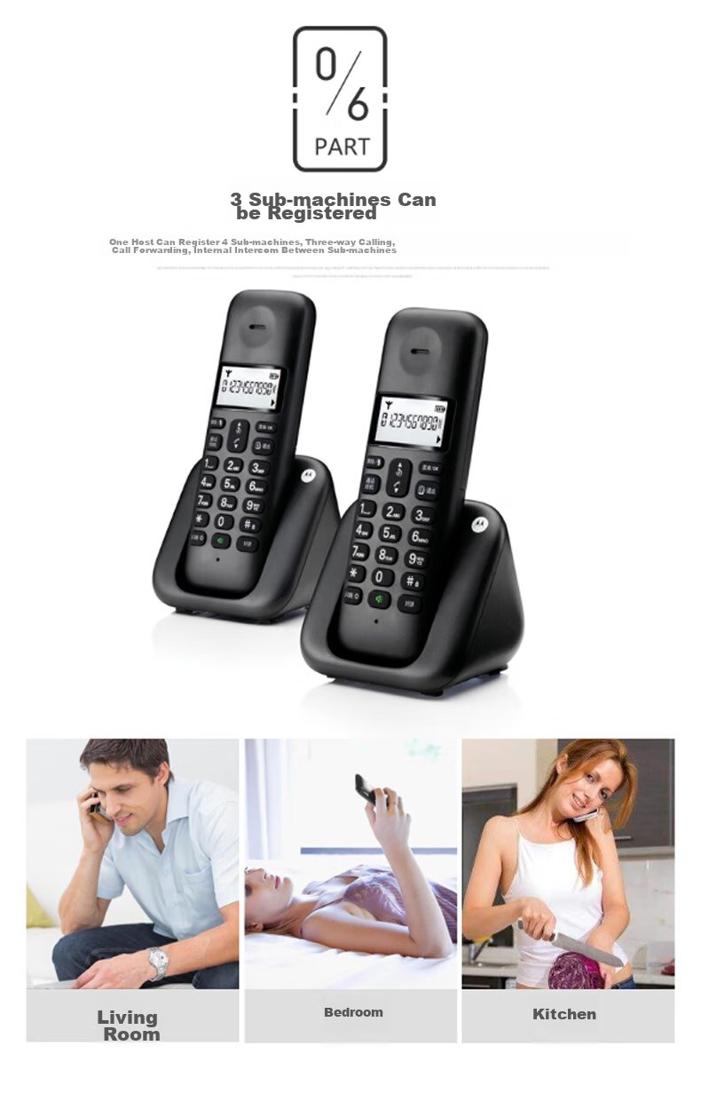 Motorola Digital Cordless Telephone, Wireless Landline Phone, Handset Only Or Set with Base Station, Large Screen, White Backlight, Clear Hands-Free Operation, for Office And Home Use, T301C (Lime Green) 8