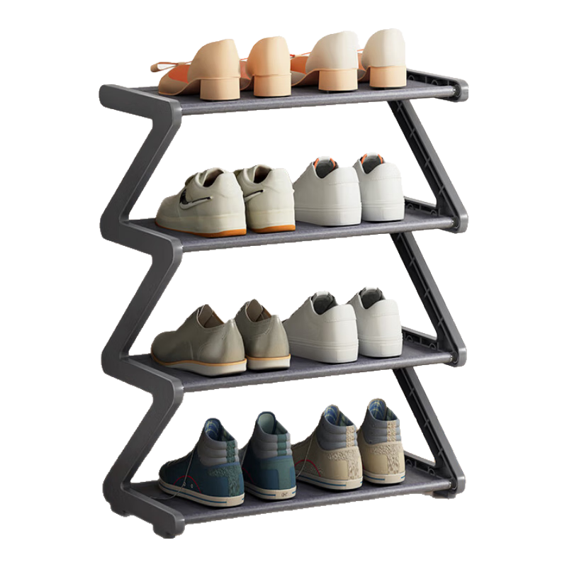 Anerya Simple Multi-Tier Shoe Rack, Creative Z-Shaped Entryway Organizer, Dustproof Shoe Cabinet, Ge Bu Style, 4-Tier Small Size
