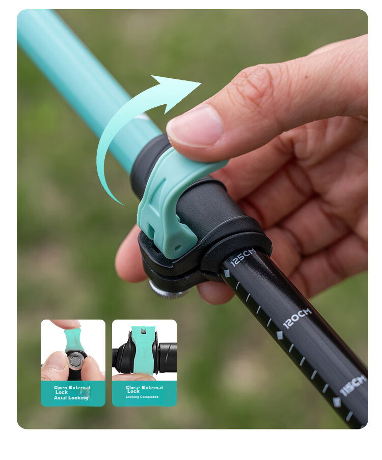 Pelliot [Qingyi AL] Children's Outdoor Trekking Pole, Aluminum Alloy Telescopic Hiking Stick, 166036026 Gree 11