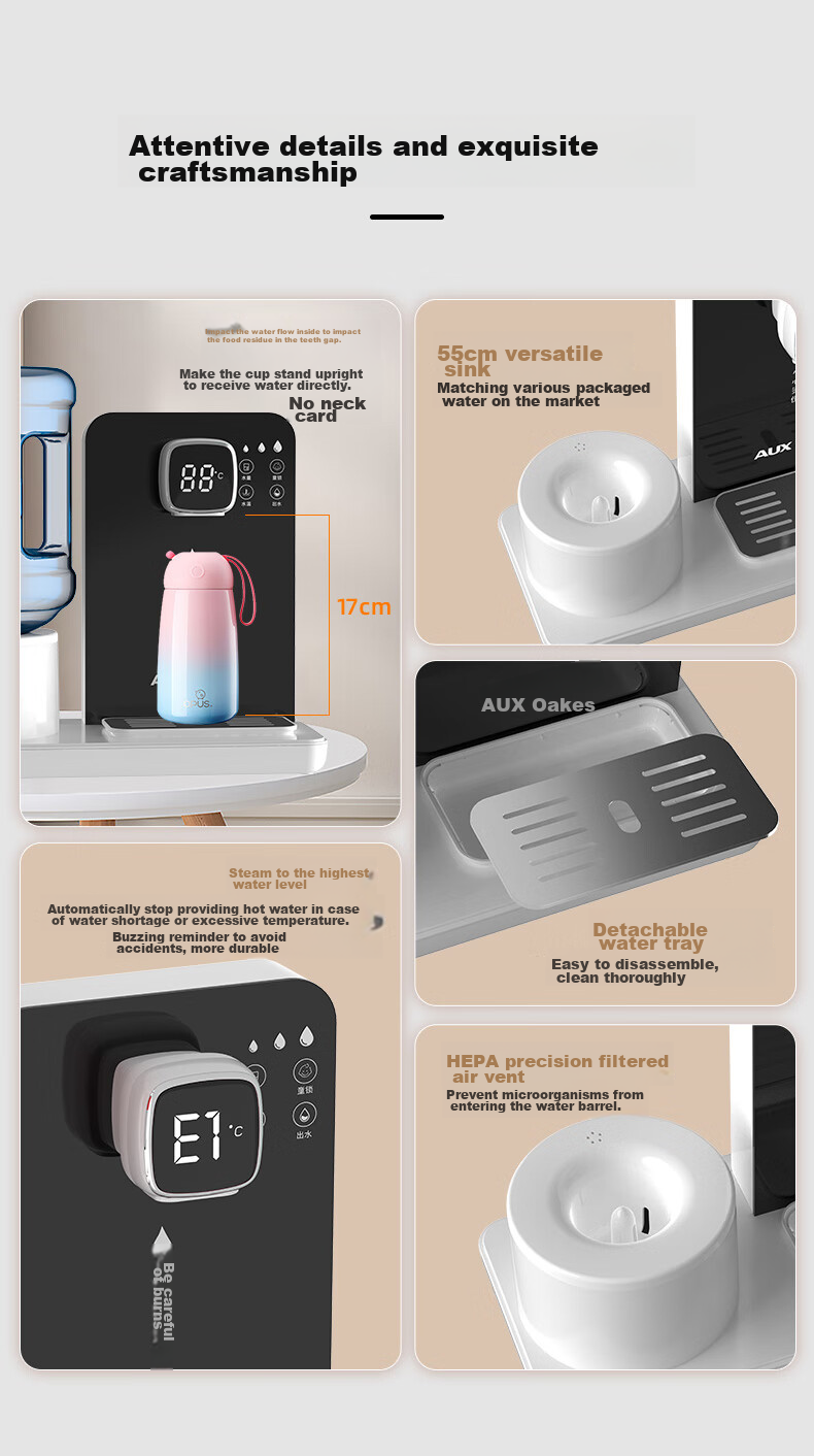 AUX Instant Hot Water Dispenser Portable Instant Hot Water Kettle Mini Smart Water Dispenser for Office Small Desktop Use Free [2.5L Water Bottle] 11