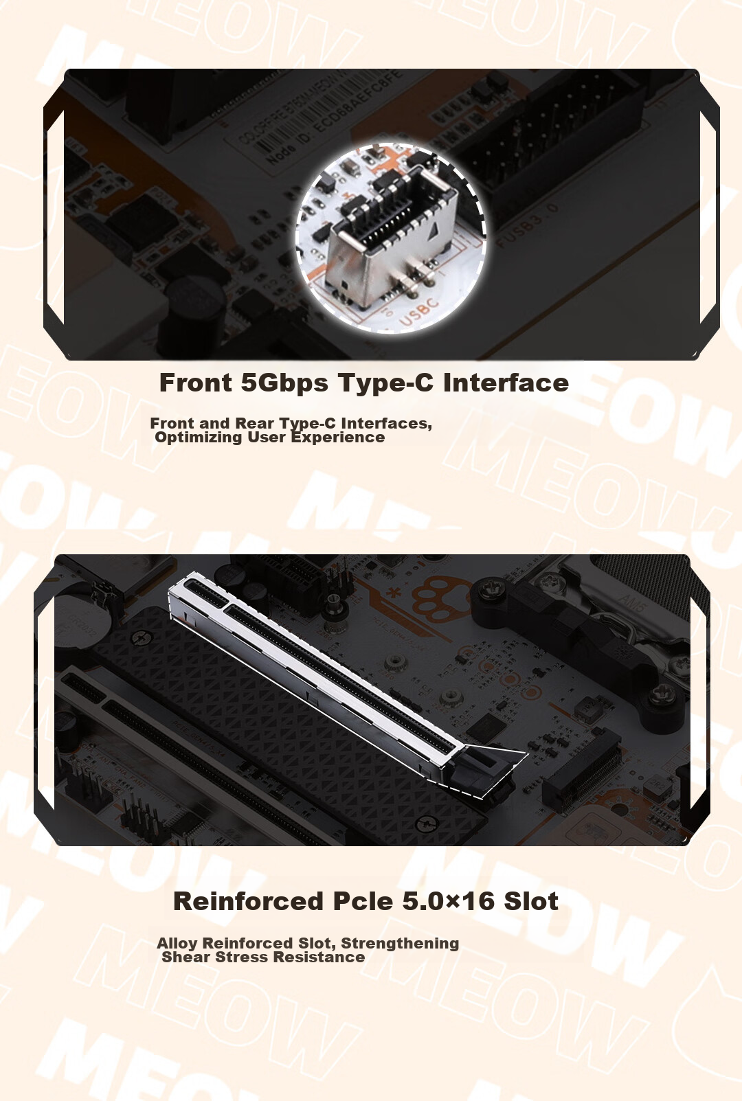 Colorful COLORFIRE B850M-MEOW WIFI7 V14 Orange Cat Motherboard Supports CPU 7800X3D/9800X3D/9700X (AMD B850/socket AM5) 9