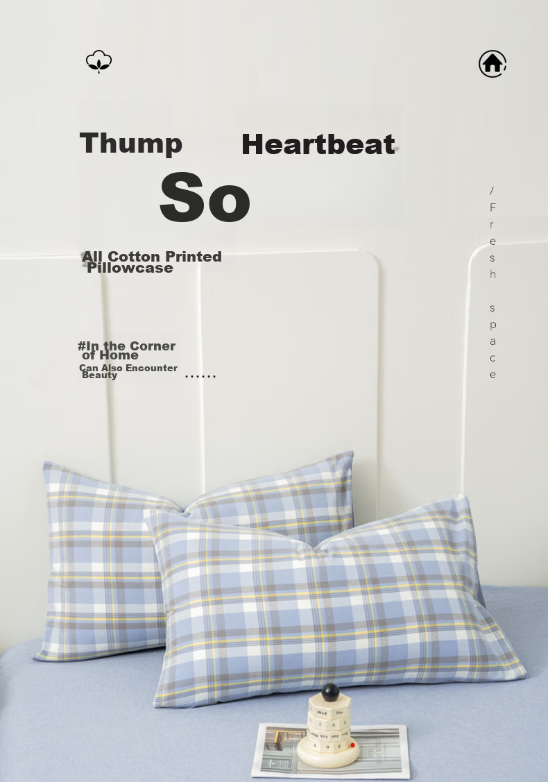 Grace 100% Cotton Pillowcase, Class A, 7A Antibacterial Fabric Pillow Cover, Gentleman Pattern, Set of Two, 48*74cm 1