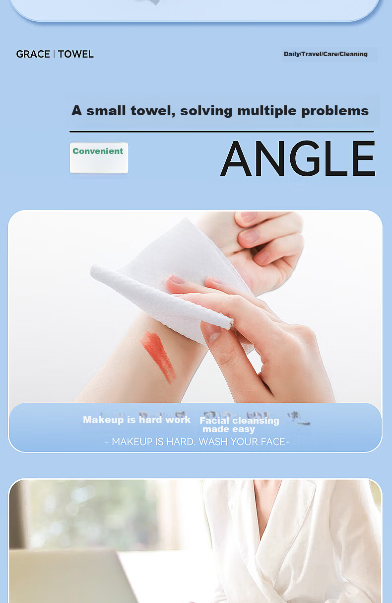 Grace Compressed Towels, Thick Disposable Face Wipes, Portable for Travel, Business Trips, Outdoor Activities, Hotel Use, 60 Pieces Per Pack 10